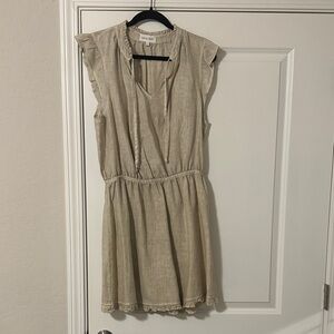 Elegant Khaki/Beige Sleeveless Dress with Ruffle Detail